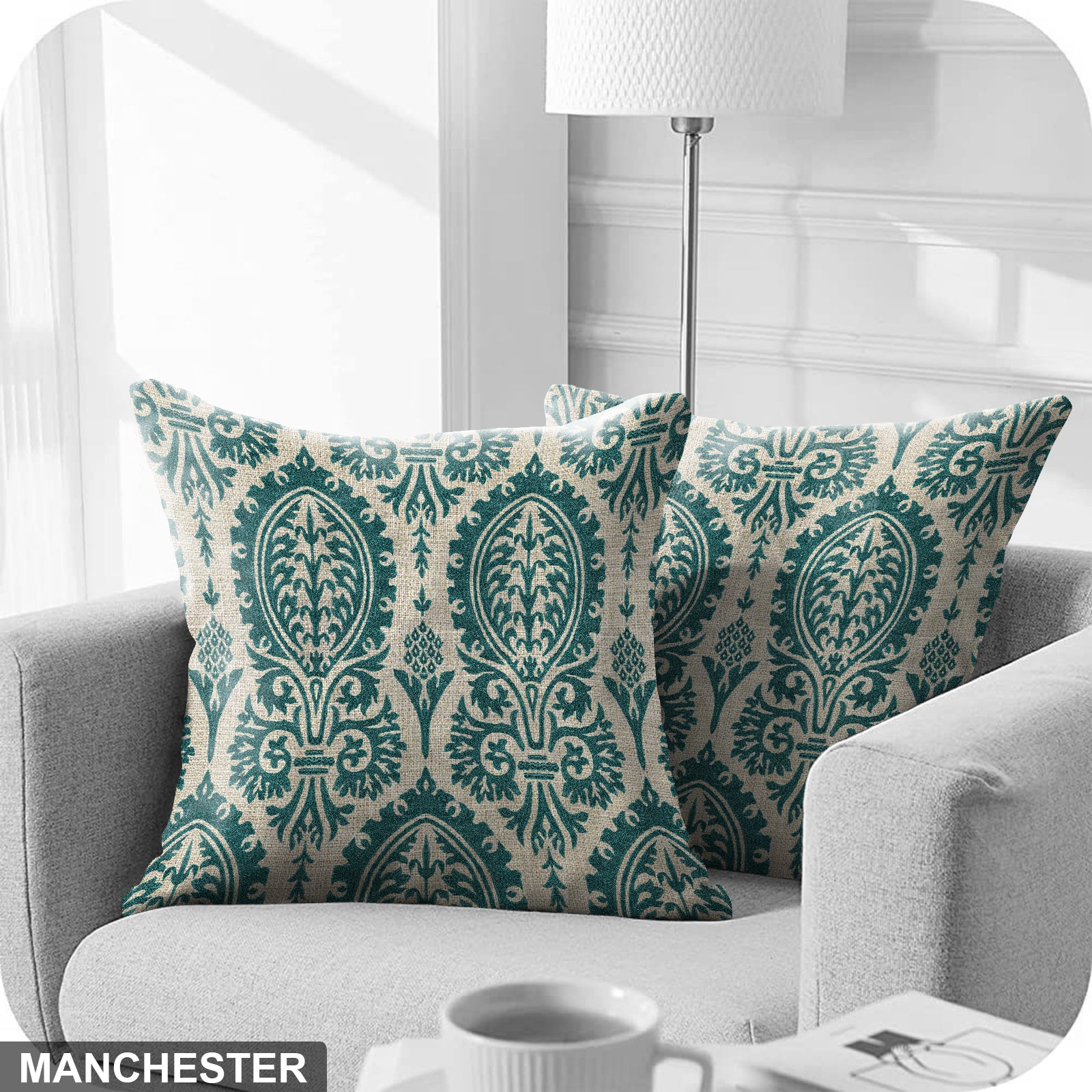 MANCHESTER TEAL (16X16 INCH) DIGITAL PRINTED CUSHION COVER