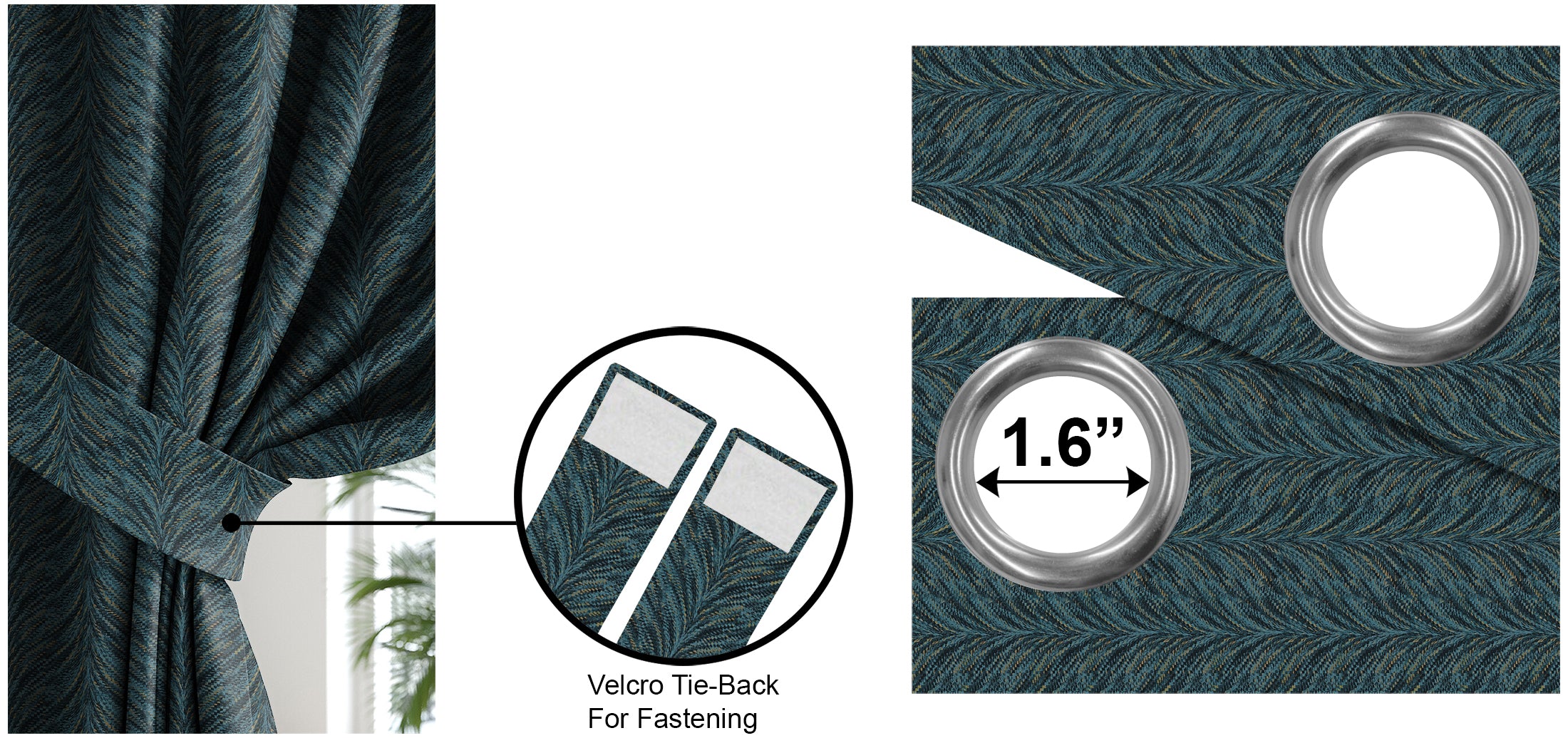 Luxor Teal Printed Blackout Curtains