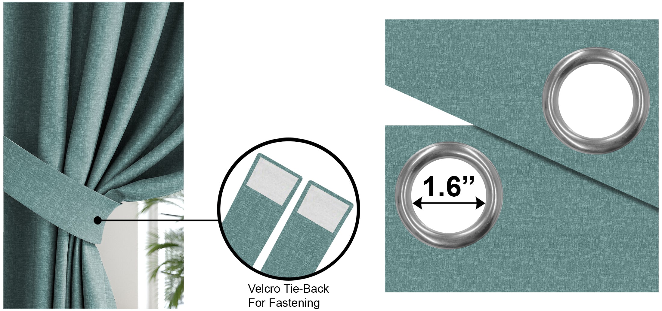 SUNBLOCK TEXTURE LASA TEAL PRINTED BLACKOUT CURTAIN