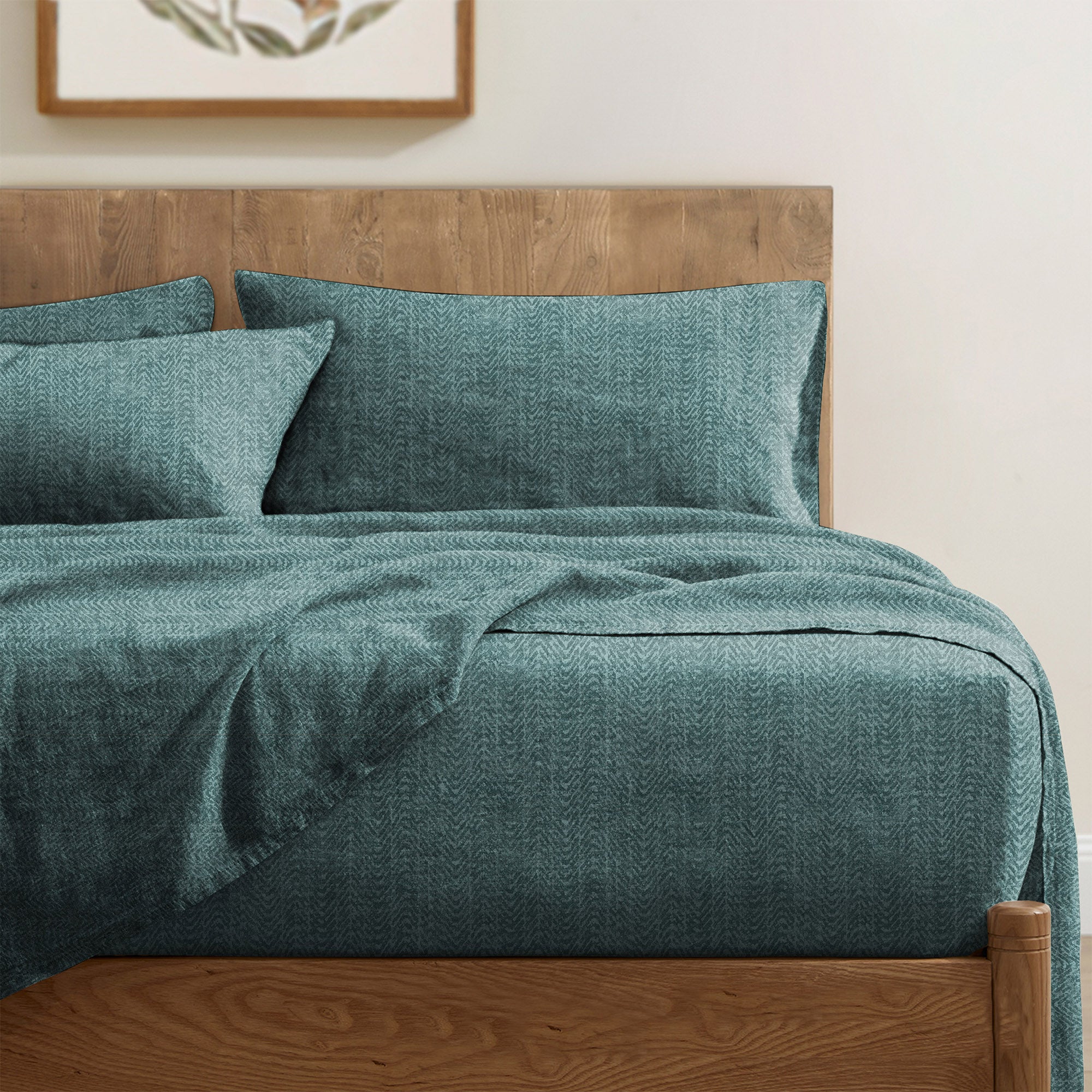 Casableu Microfiber Turin Teal Bedcover for Double Bed with 2 Pillow Covers King Size (104" X 90")