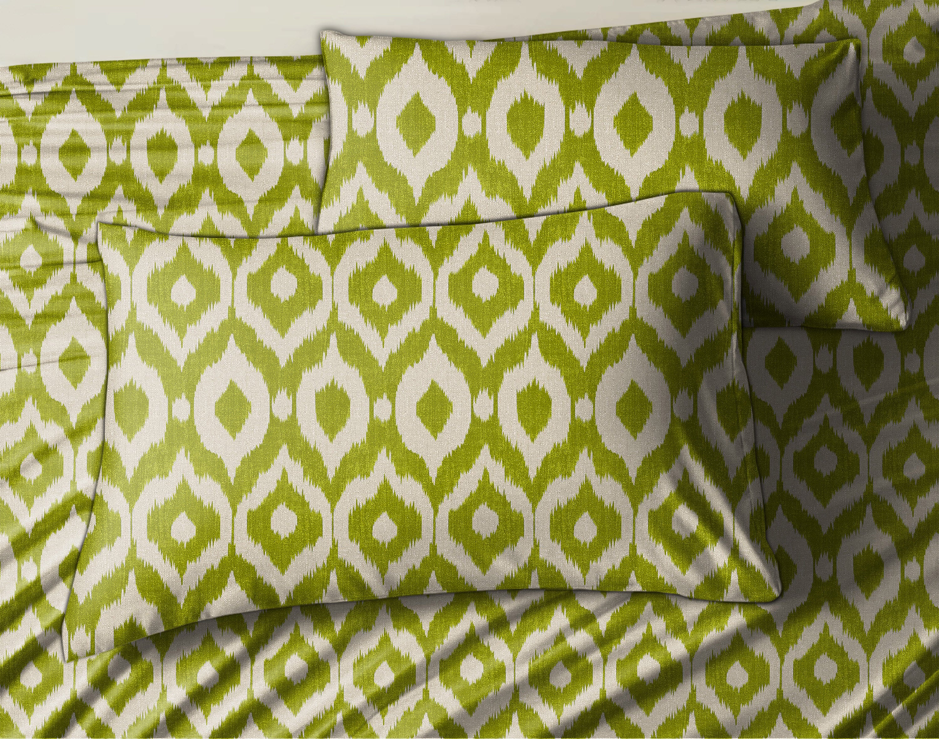 Bedcover Bistre Apple Green for Double Bed with 2 Pillow Covers King Size (104" X 90")