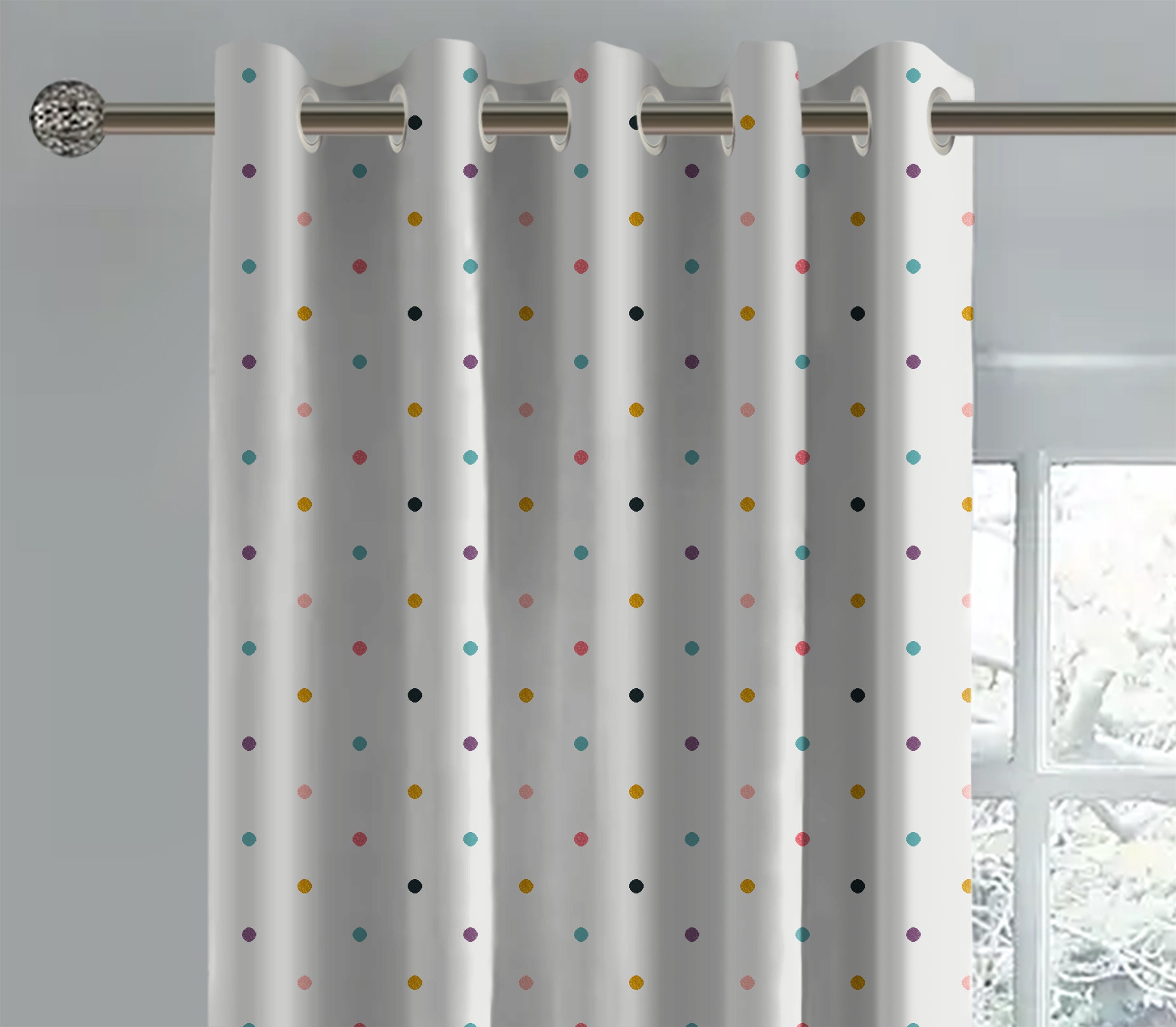 DOTS WHITE BLACKOUT CURTAINS