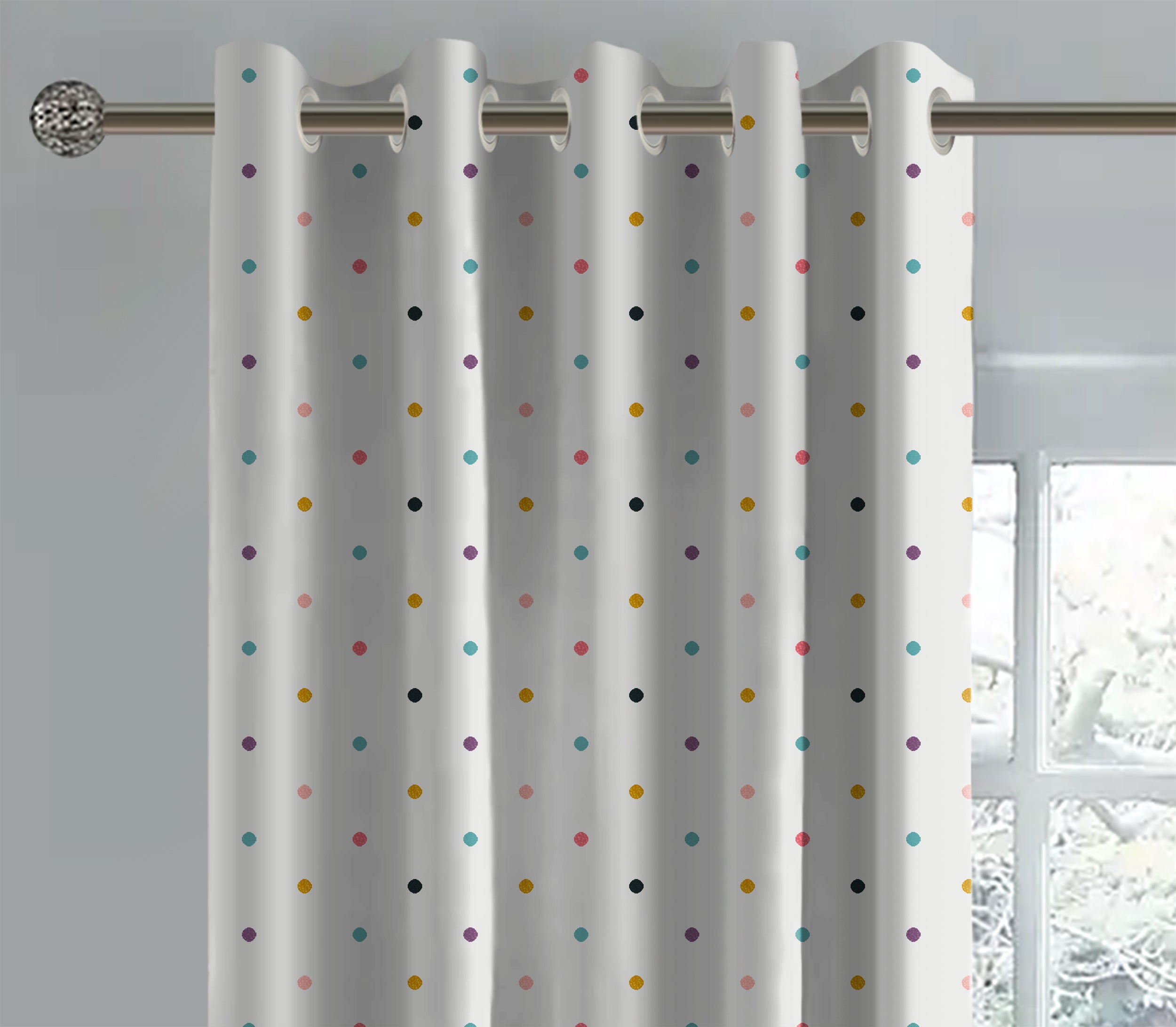 DOTS WHITE BLACKOUT CURTAIN