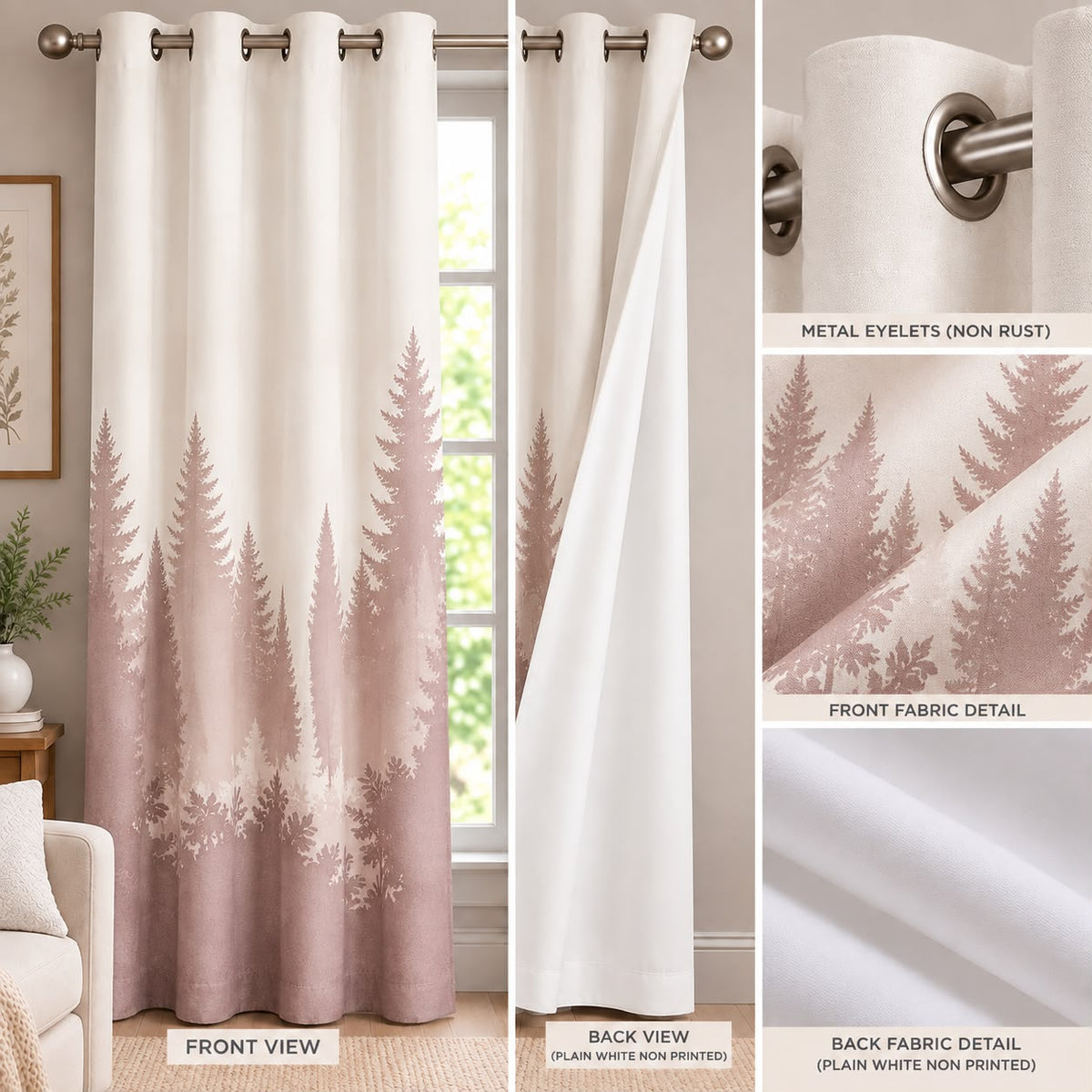 PHOENIX PINK PRINTED CURTAIN