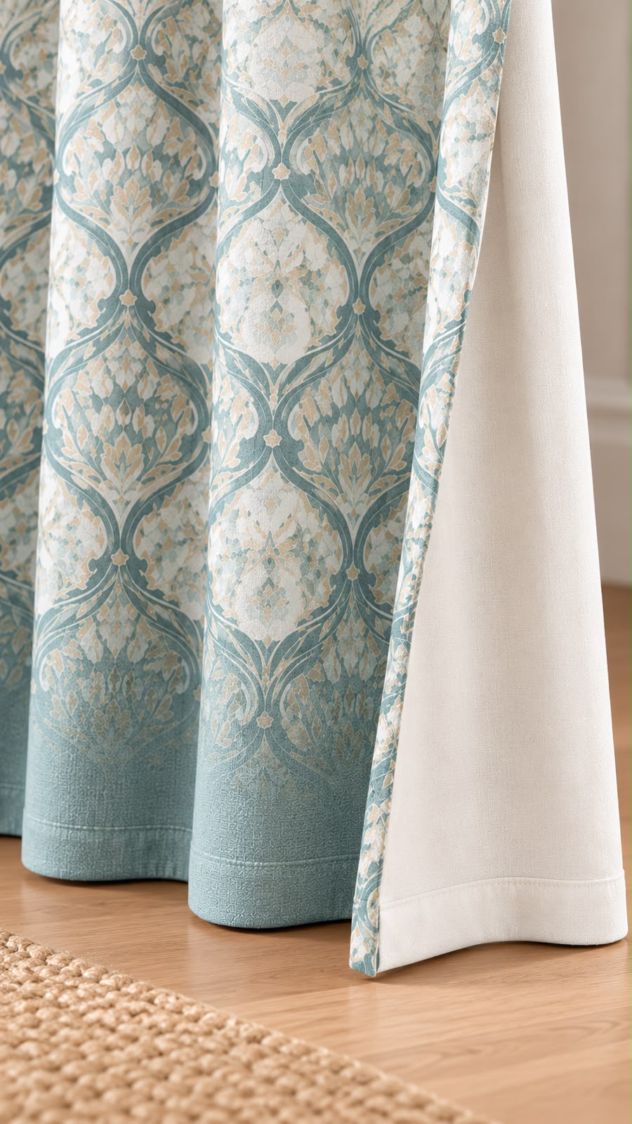 AZURE HERITAGE BLUE PRINTED CURTAIN