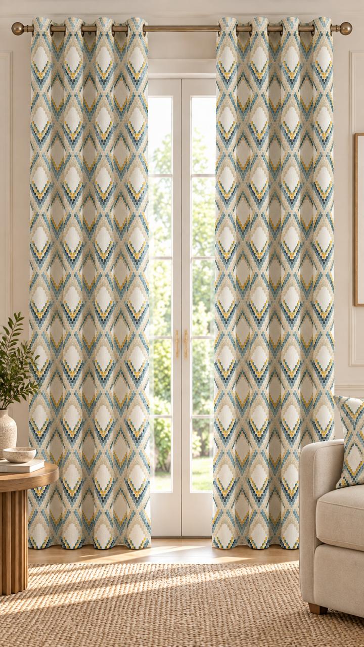 Mosaic Rhythm MOSAIC RHYTHM PRINTED CURTAIN
