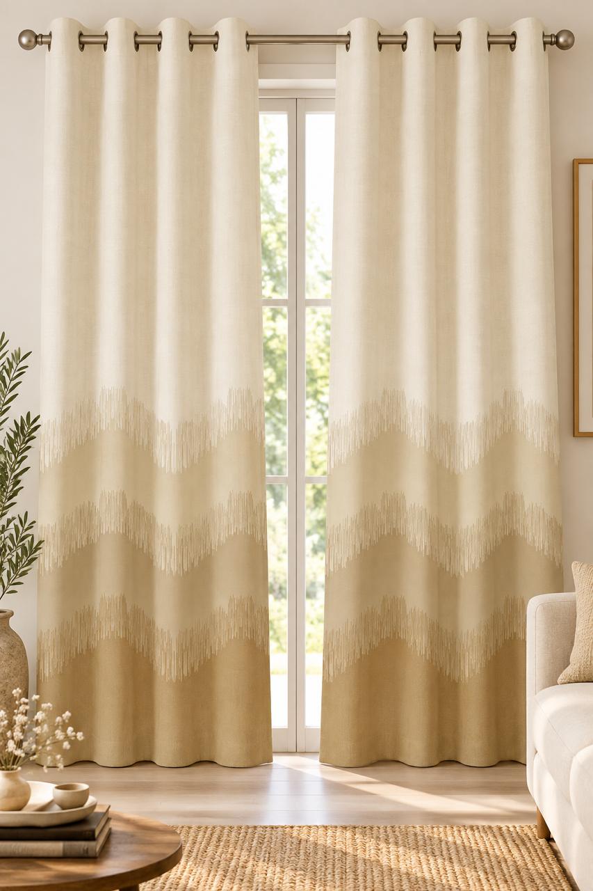 KIVO MUSTARD DIGITAL PRINTED CURTAIN
