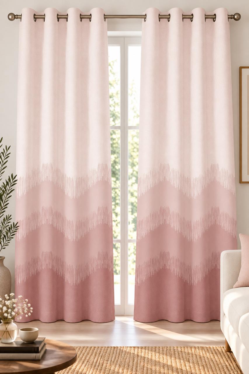 KIVO PINK DIGITAL PRINTED CURTAIN