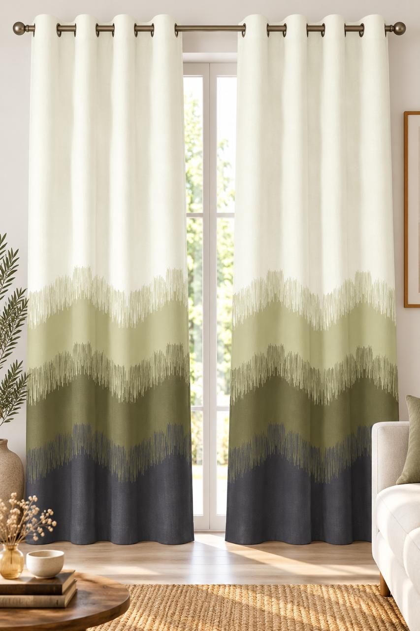 KIVO GREEN DIGITAL PRINTED CURTAIN