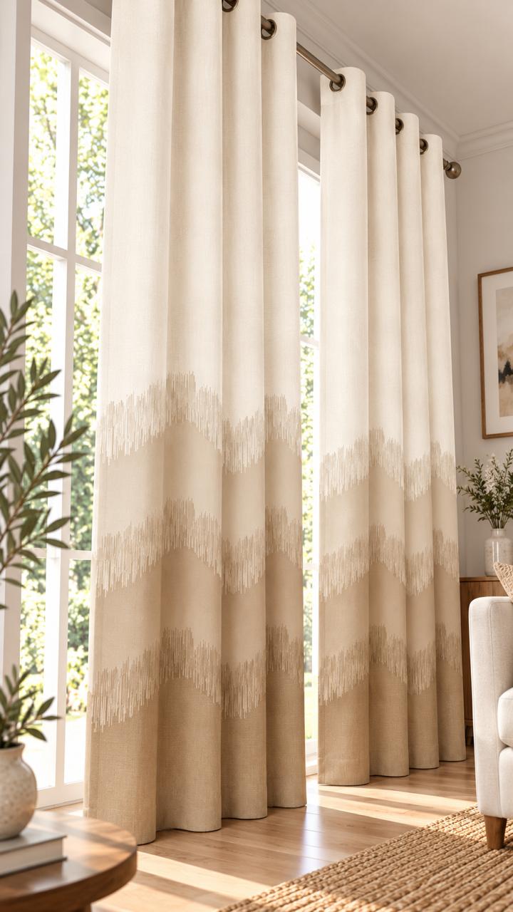 KIVO BROWN DIGITAL PRINTED CURTAIN