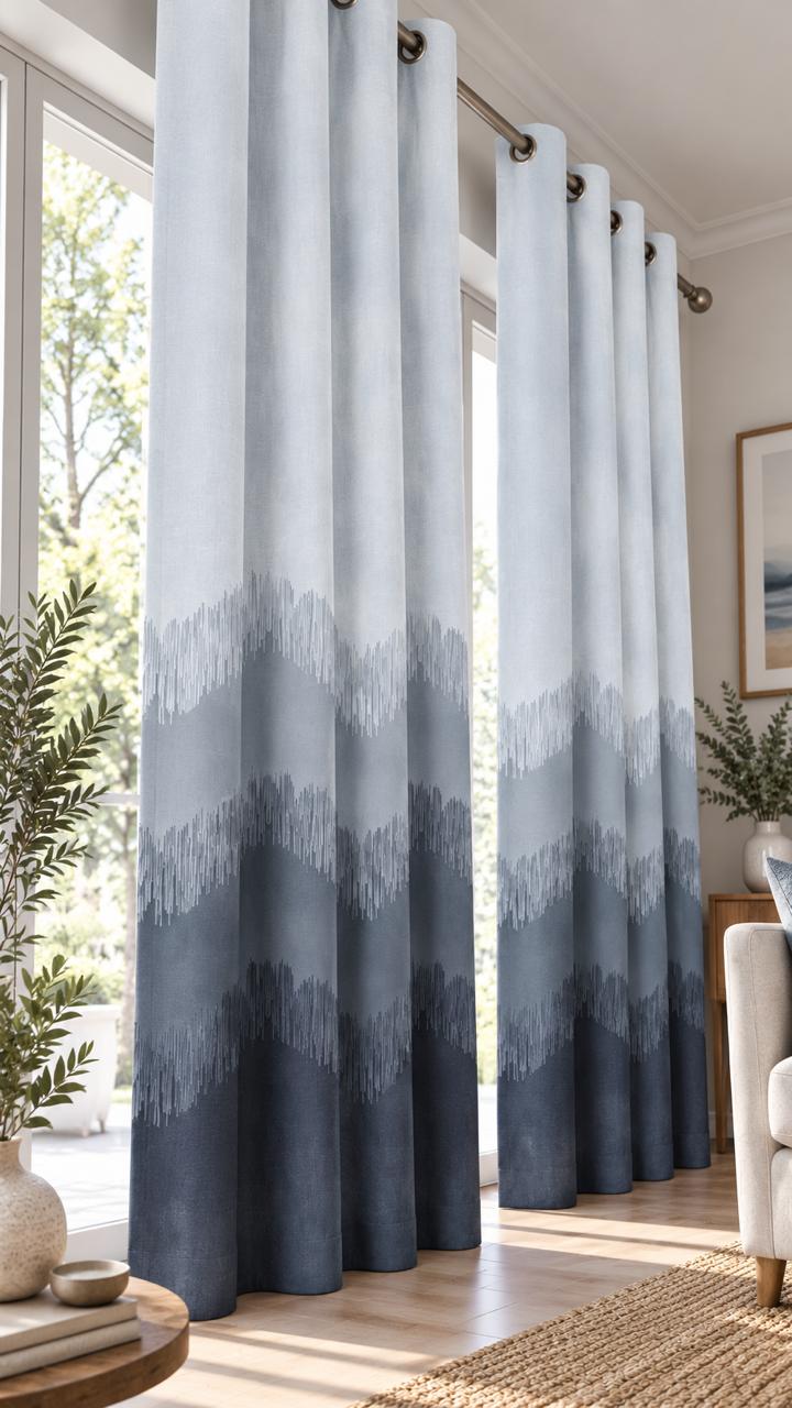 KIVO DARK GREY DIGITAL PRINTED CURTAIN