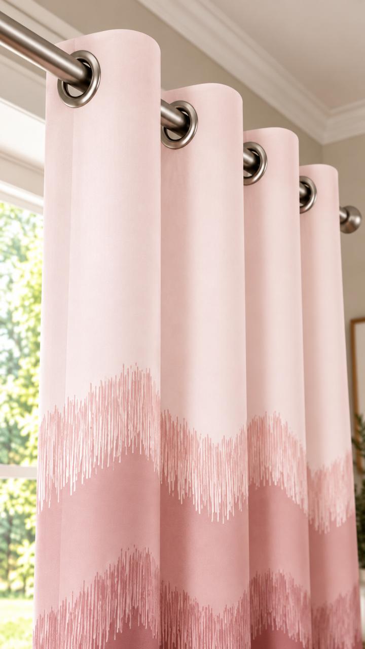 KIVO PINK DIGITAL PRINTED CURTAIN