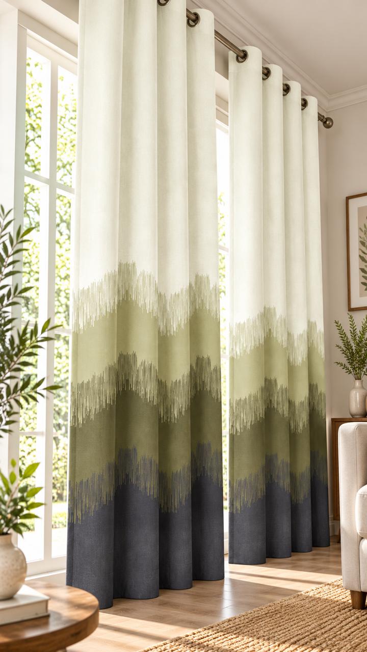 KIVO GREEN DIGITAL PRINTED CURTAIN