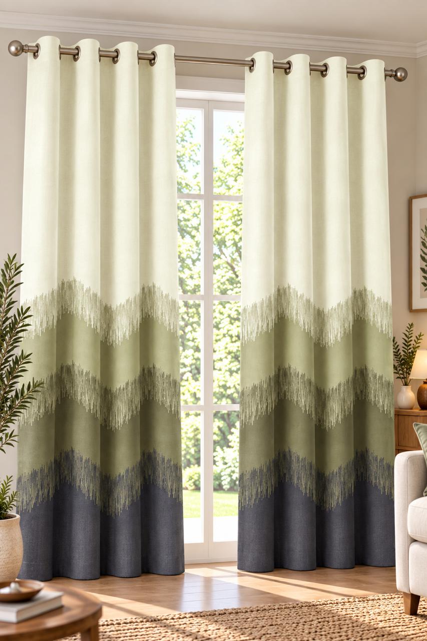 KIVO GREEN DIGITAL PRINTED CURTAIN