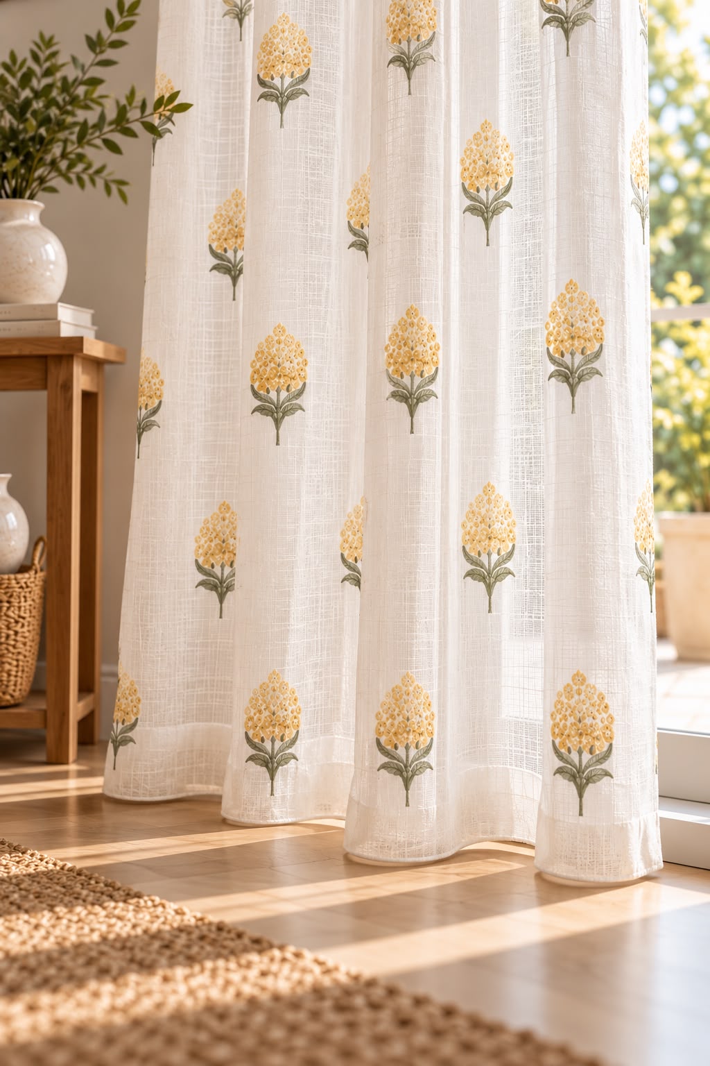MEADOW BLOOM LINEN PRINTED SHEER CURTAIN