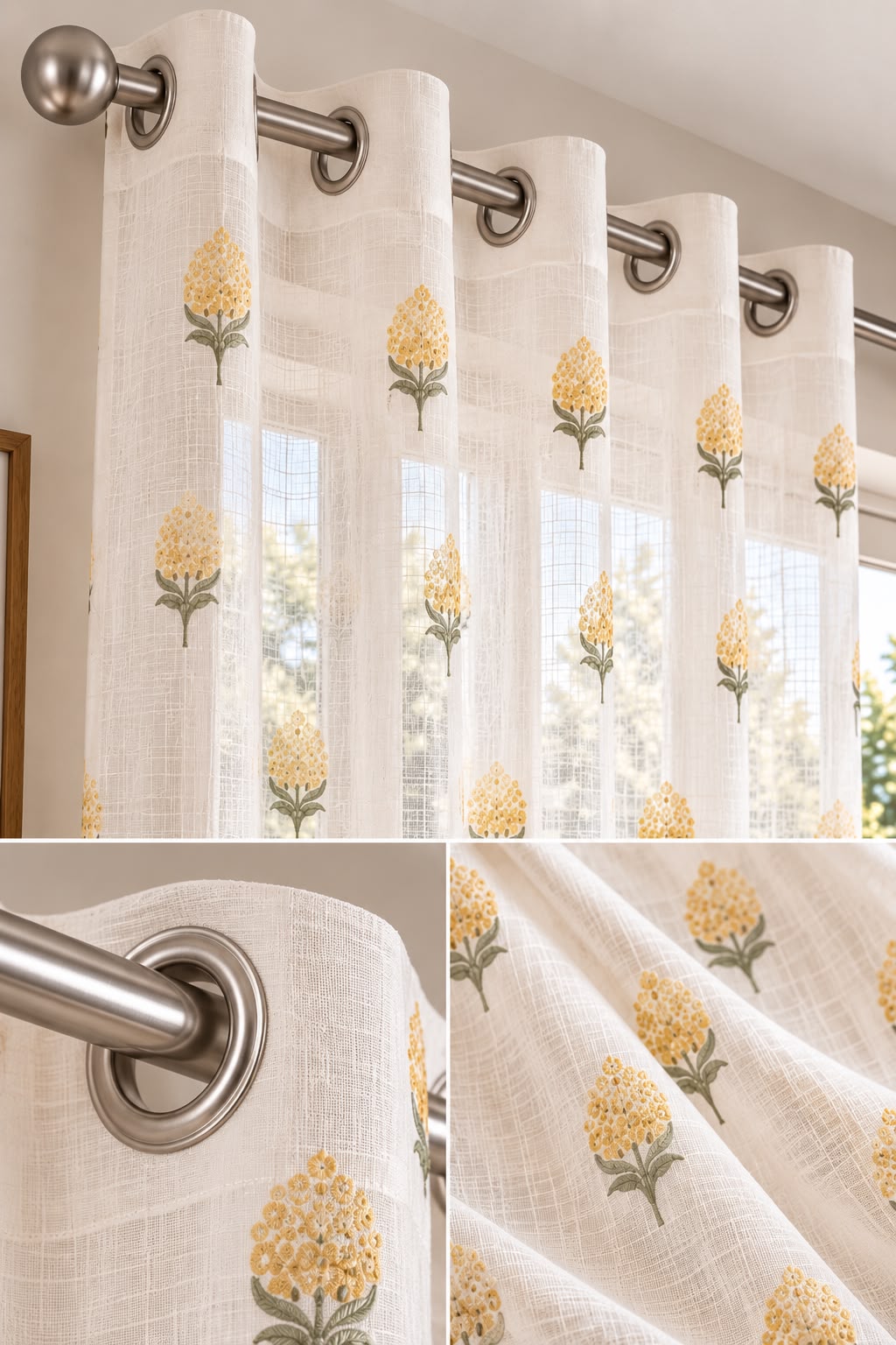 MEADOW BLOOM LINEN PRINTED SHEER CURTAIN
