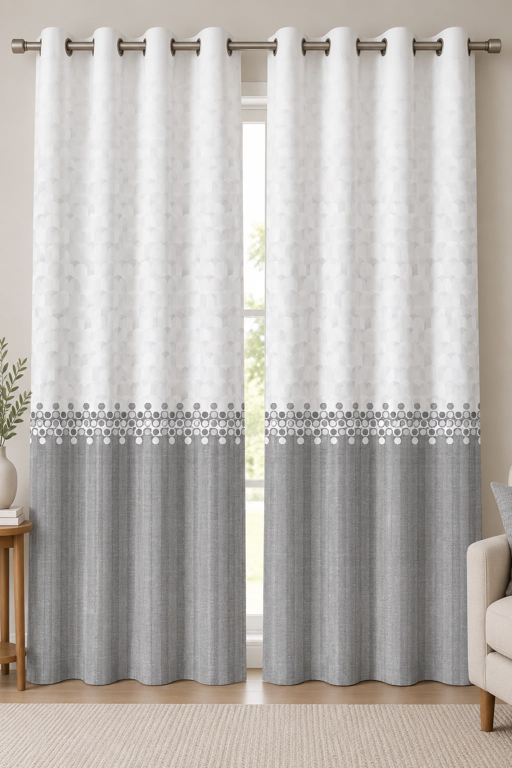BLUSH GREY PRINTED CURTAIN