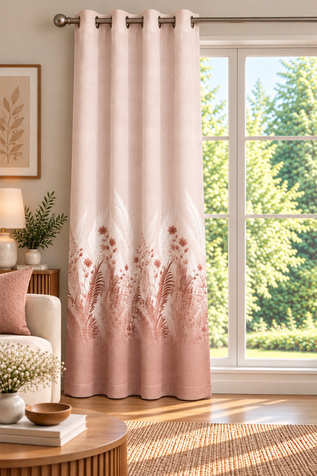 PASTORA PINK PRINTED CURTAIN