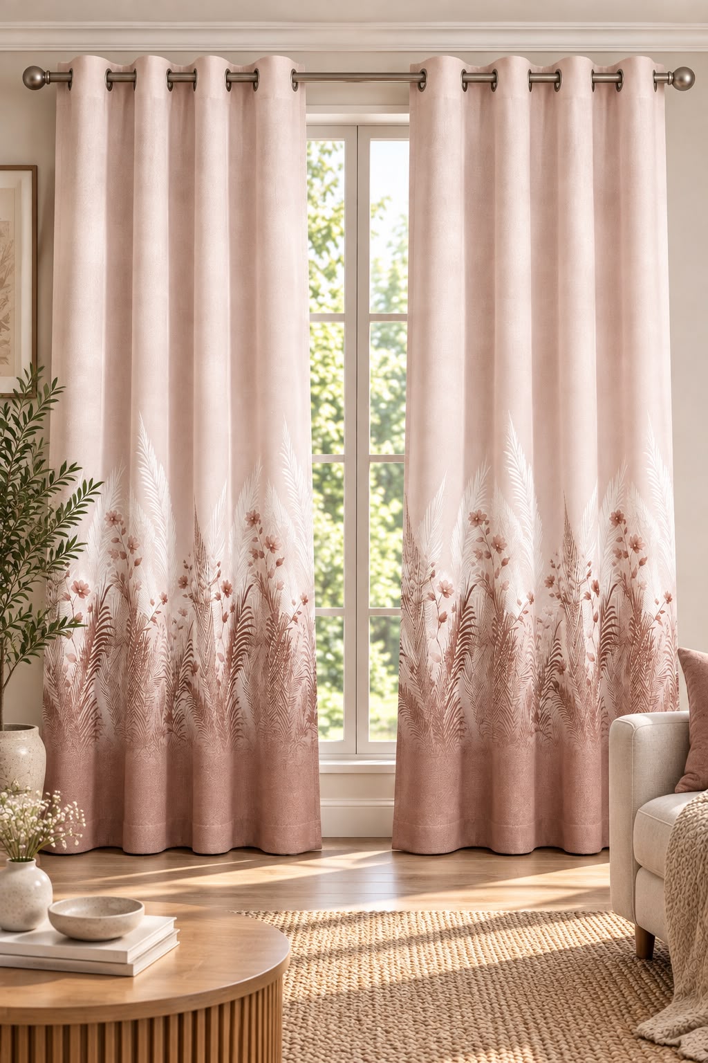 PASTORA PINK PRINTED CURTAIN