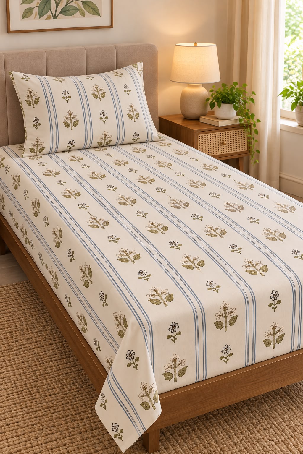 BELLE BEIGE BEDSHEET WITH PILLOWCOVER