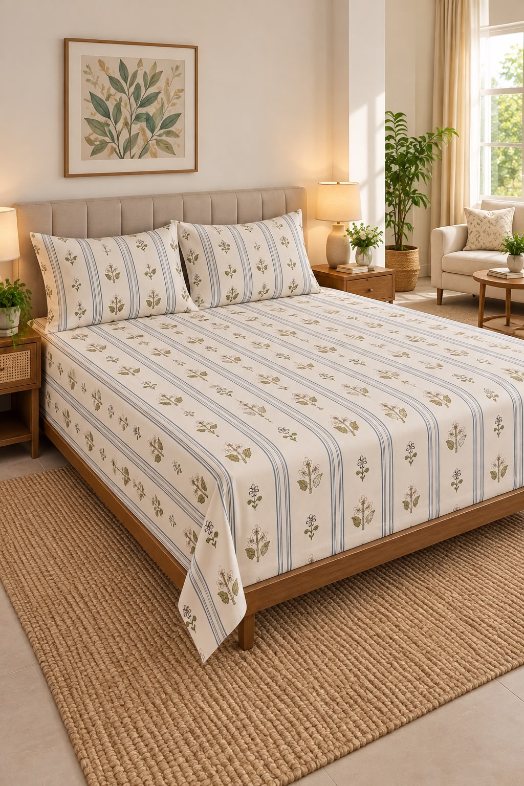 BELLE BEIGE BEDSHEET WITH PILLOWCOVER