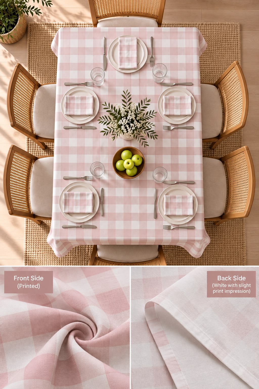 SPRING GALLERY BIG CHECK CAVERN PINK TABLE CLOTH