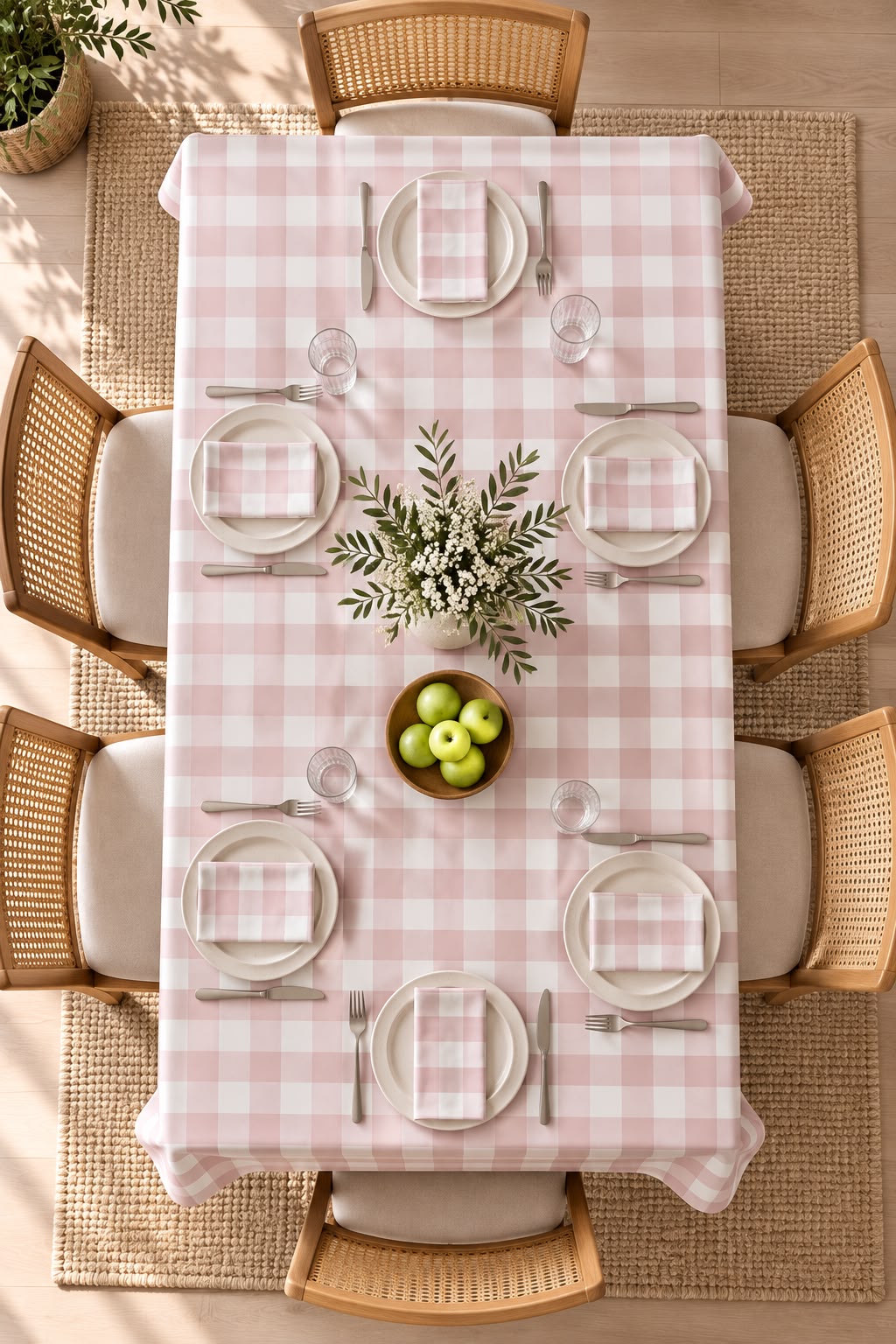 SPRING GALLERY BIG CHECK CAVERN PINK TABLE CLOTH
