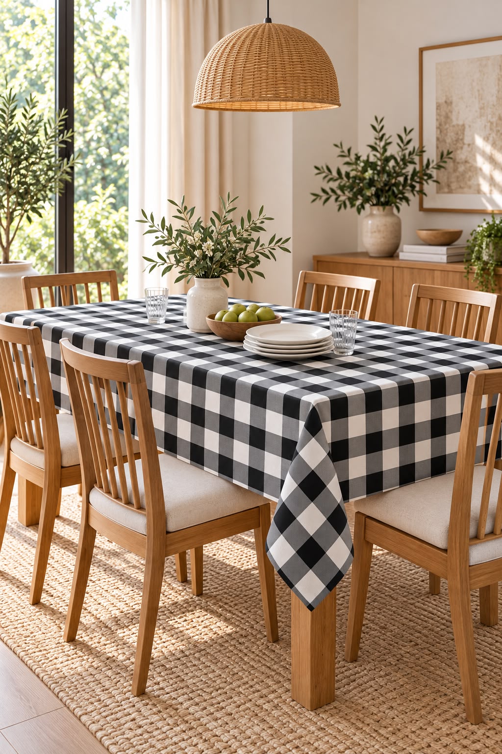 SPRING GALLERY BIG CHECK BLACK TABLE CLOTH