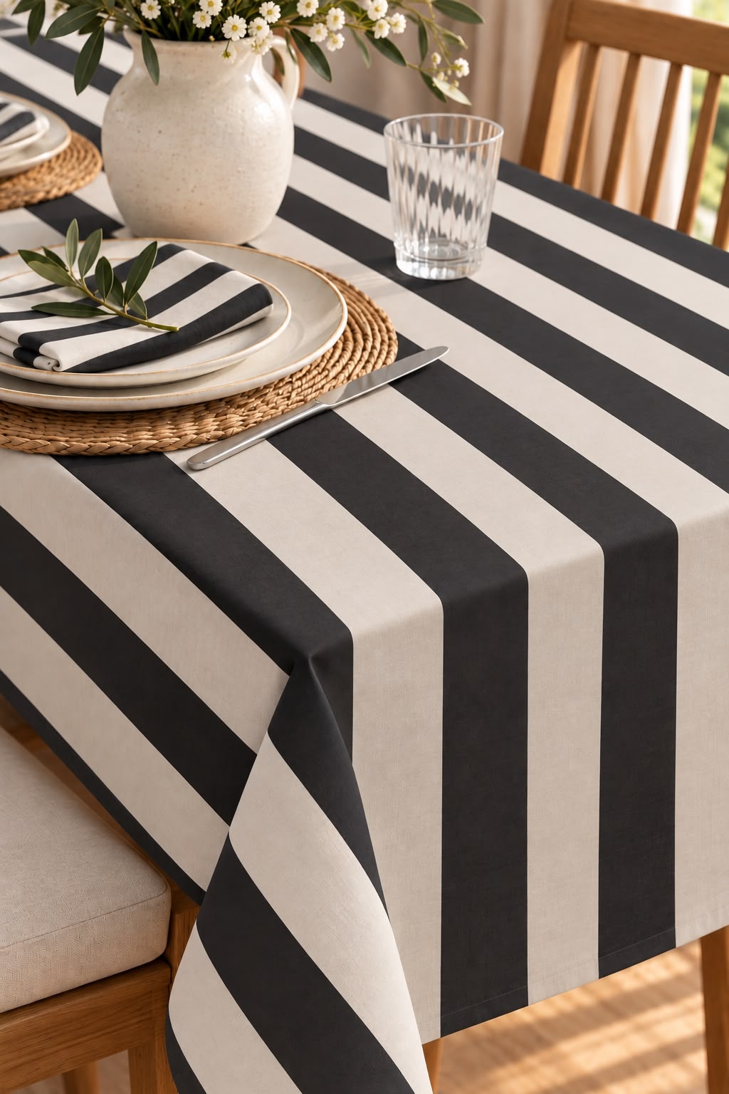 SPRING GALLERY BIG STRIPE BLACK Table Cloth