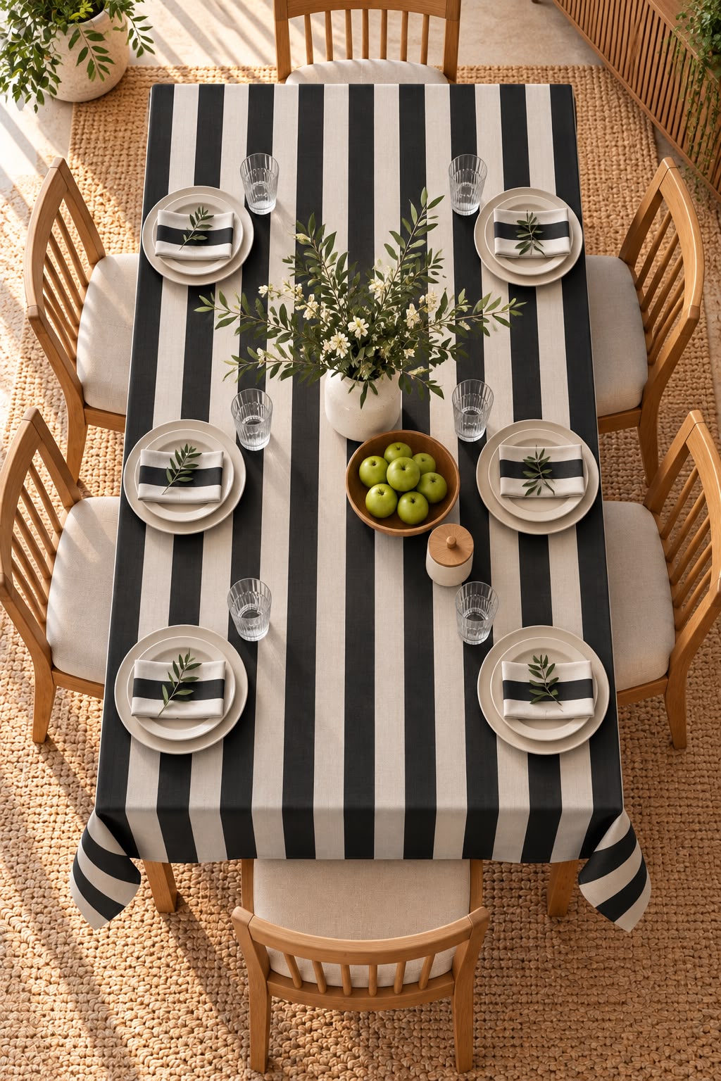 SPRING GALLERY BIG STRIPE BLACK Table Cloth