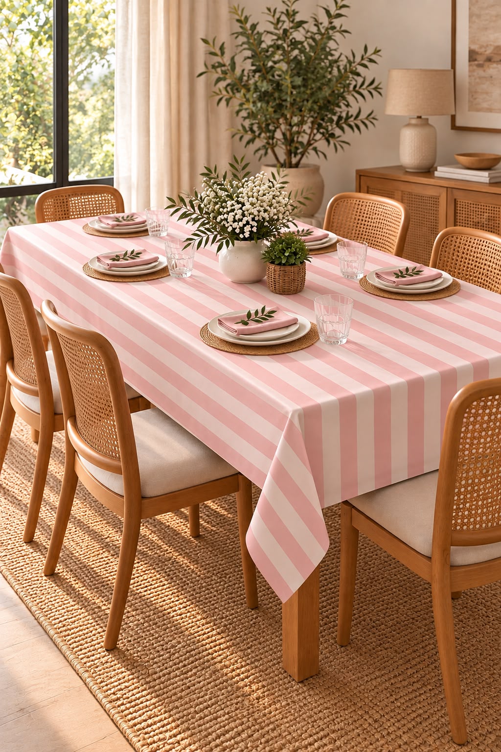 SPRING GALLERY BIG STRIPE Cavern Pink Table Cloth