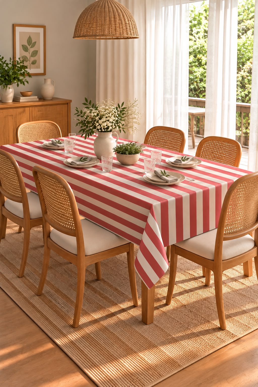 SPRING GALLERY BIG STRIPE Dusty Red Table Cloth