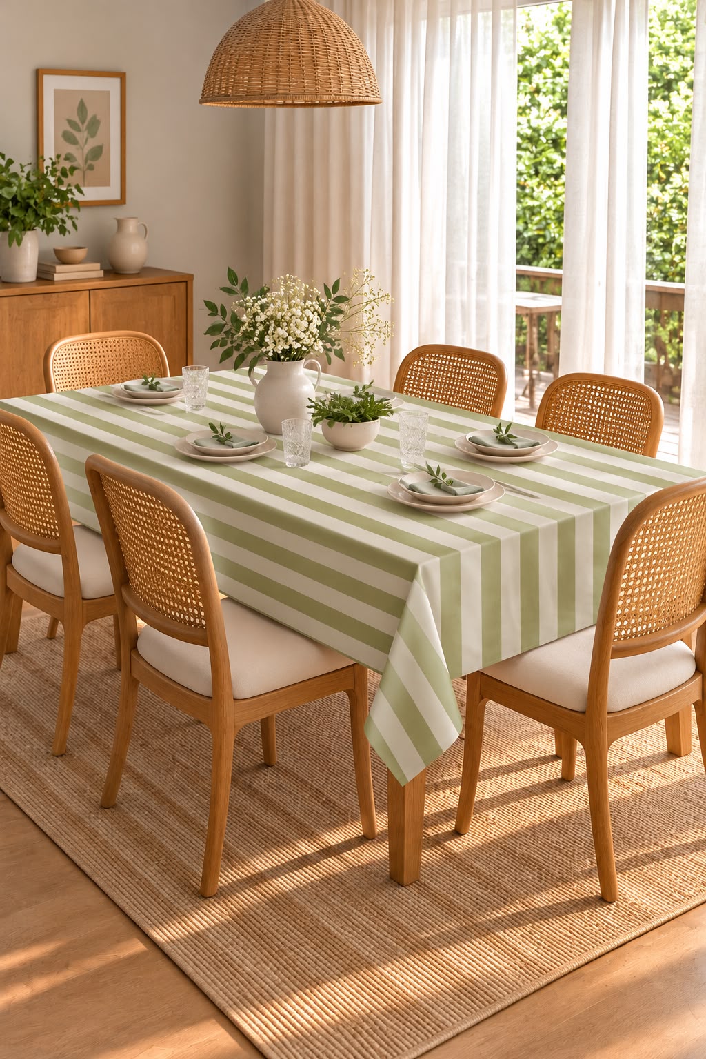 SPRING GALLERY BIG STRIPE Olive Green Table Cloth
