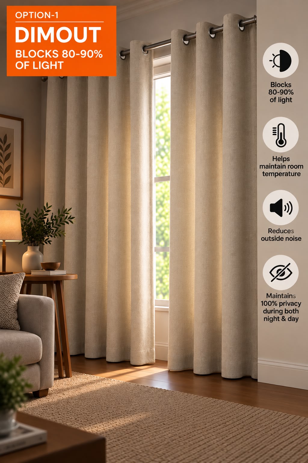 NAZAAKAT PEWTER GREY PRINTED CURTAIN