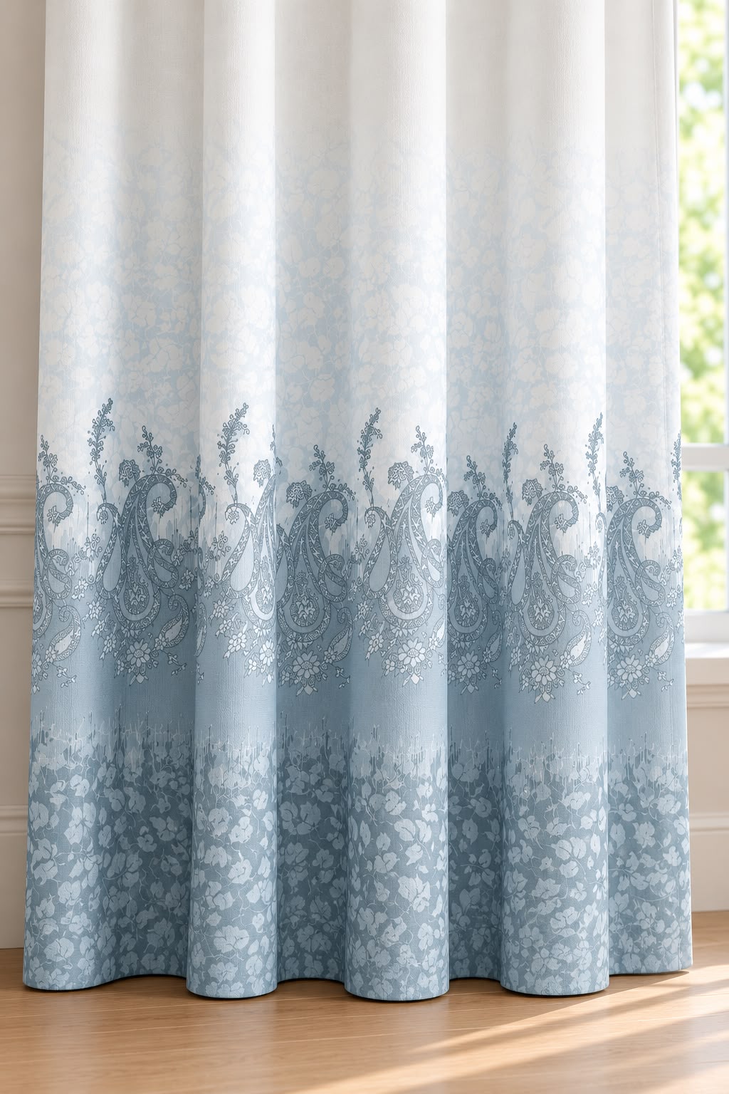 NAZAAKAT STEEL BLUE PRINTED CURTAIN