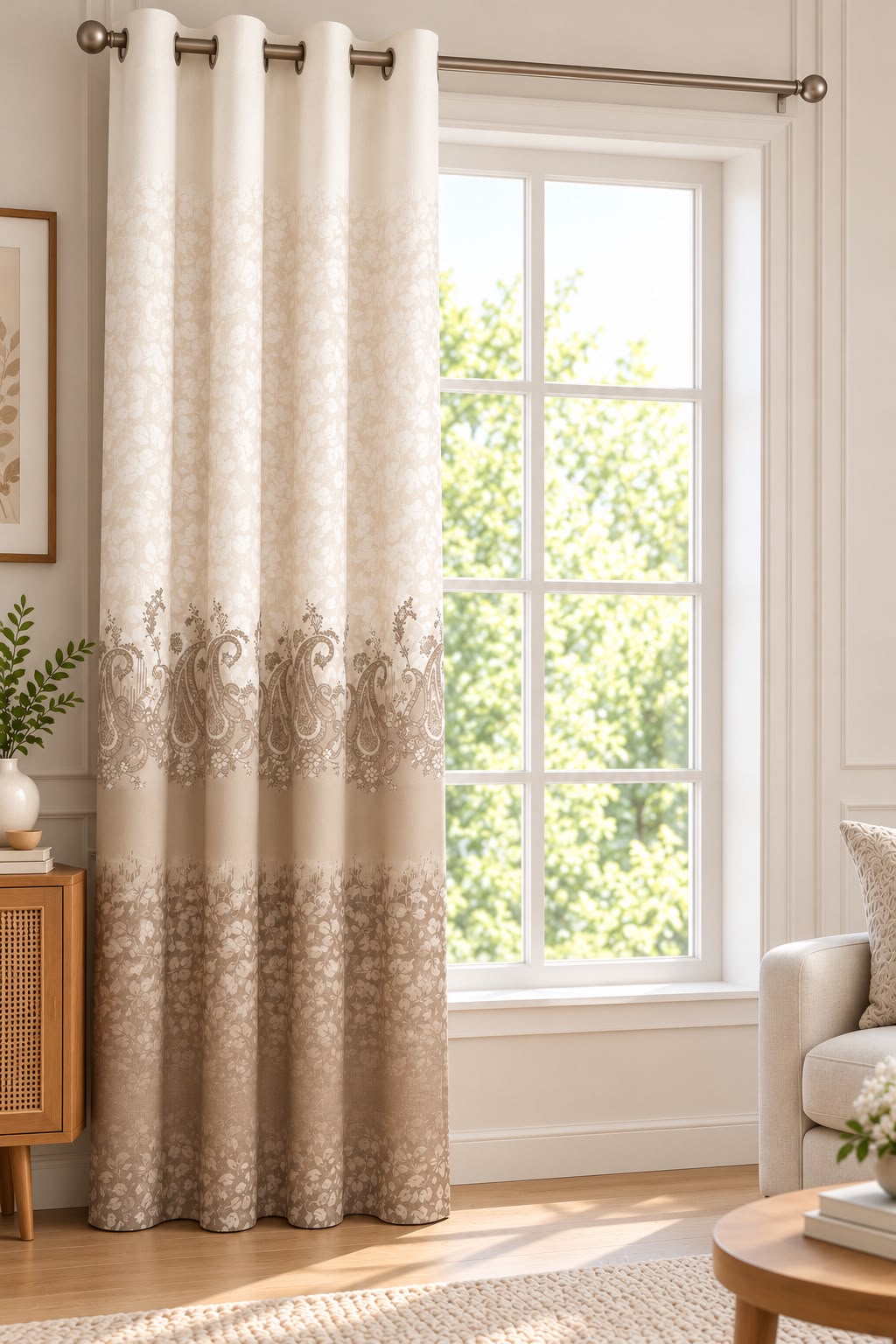 NAZAAKAT CARAMEL PRINTED CURTAIN