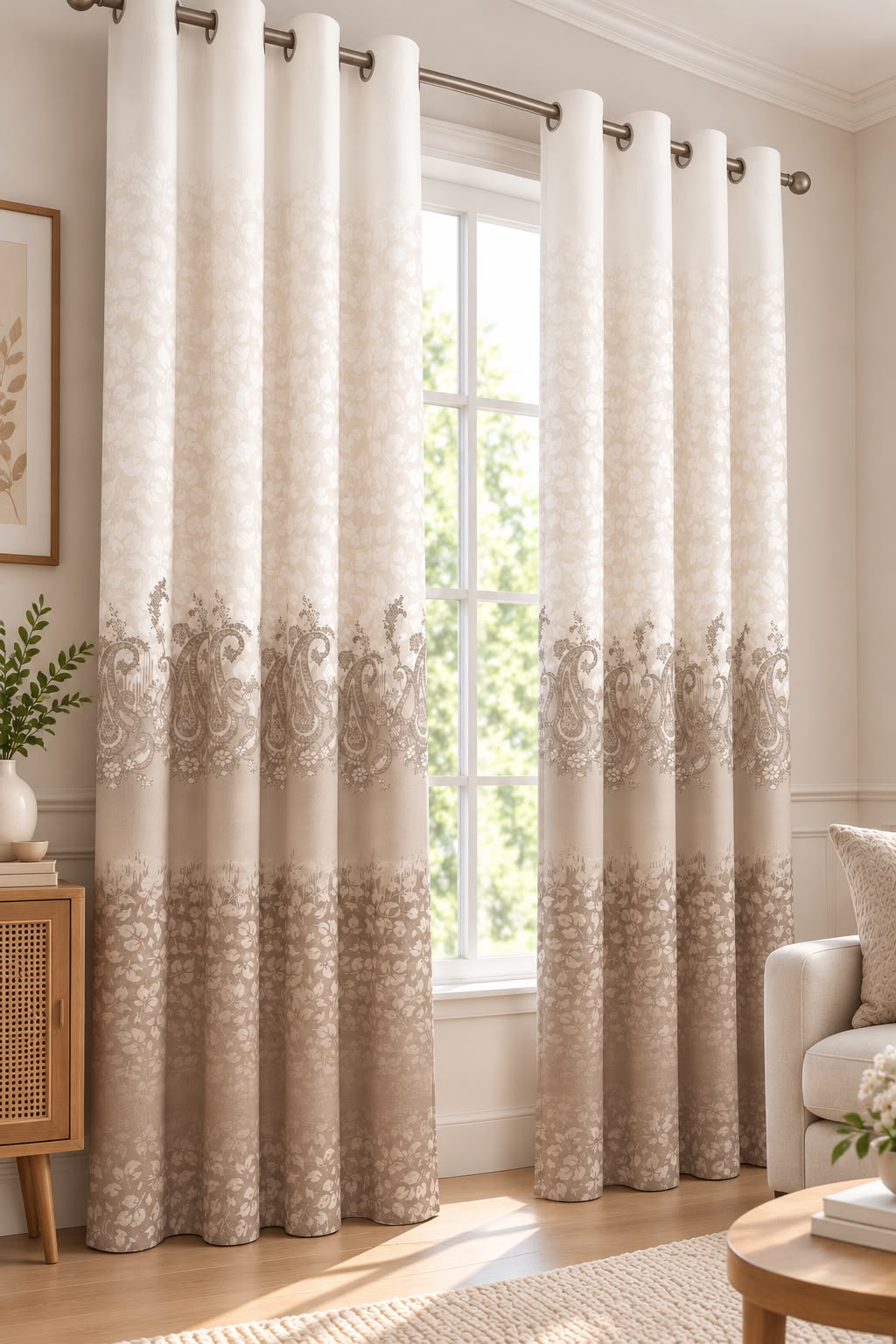 NAZAAKAT CARAMEL PRINTED CURTAIN