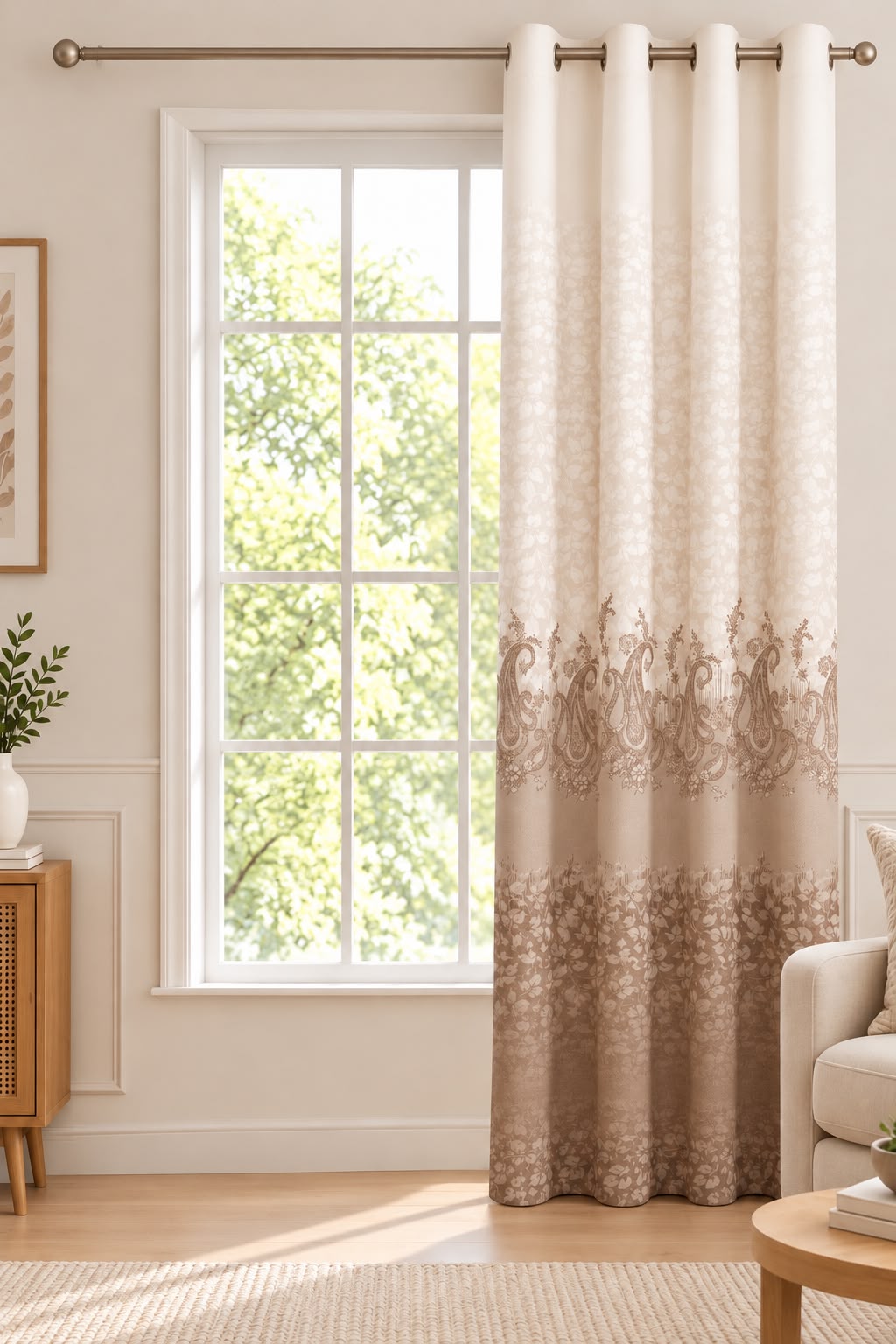 NAZAAKAT CARAMEL PRINTED CURTAIN