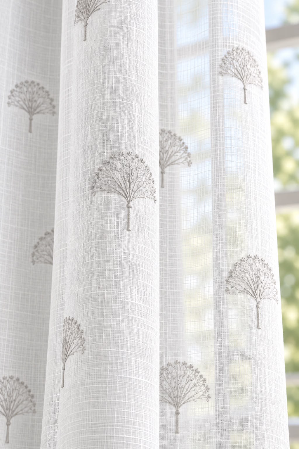 PETALS IVORY EMBROIDERY SHEER CURTAIN
