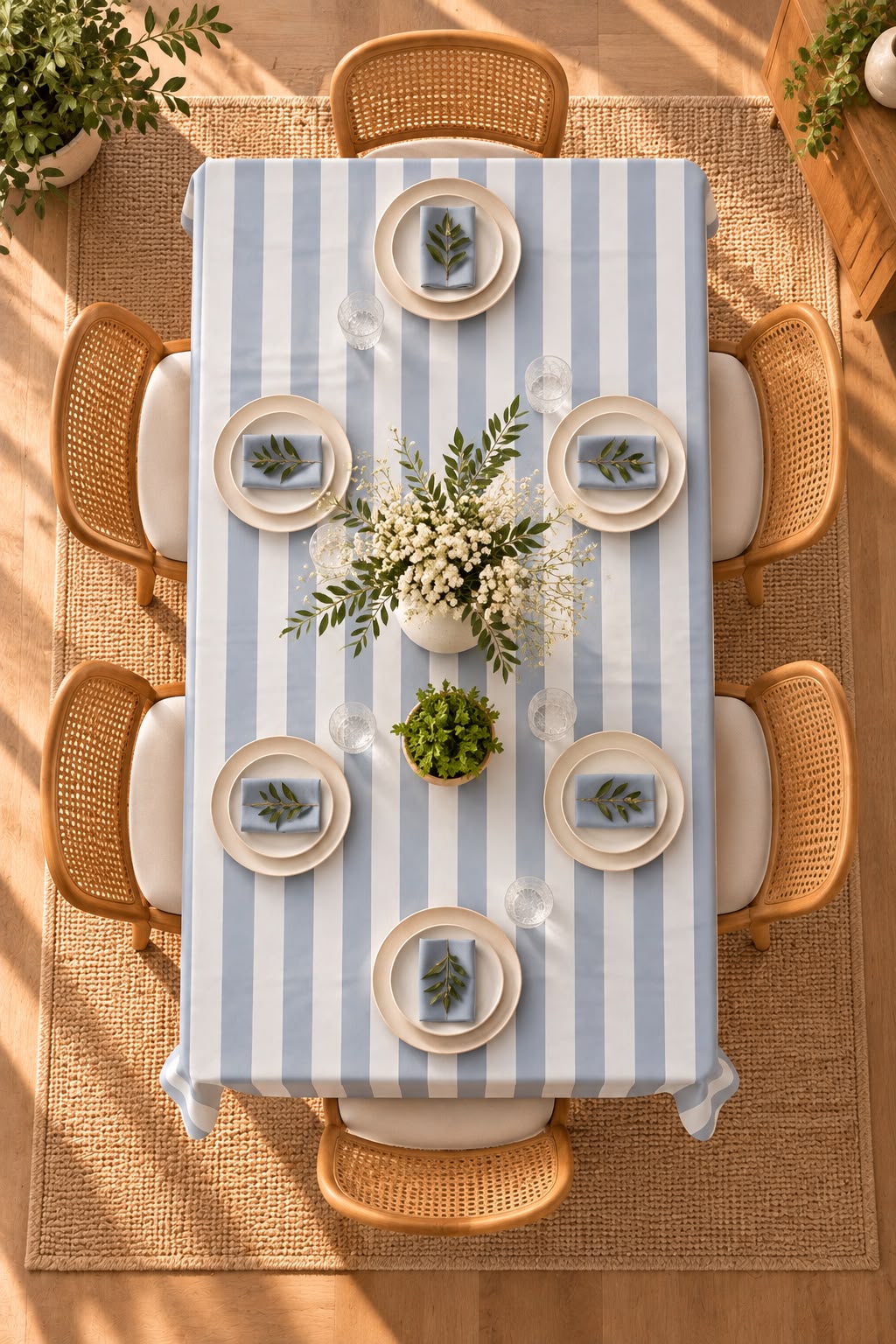 SPRING GALLERY BIG STRIPE LIGHT BLUE TABLE CLOTH