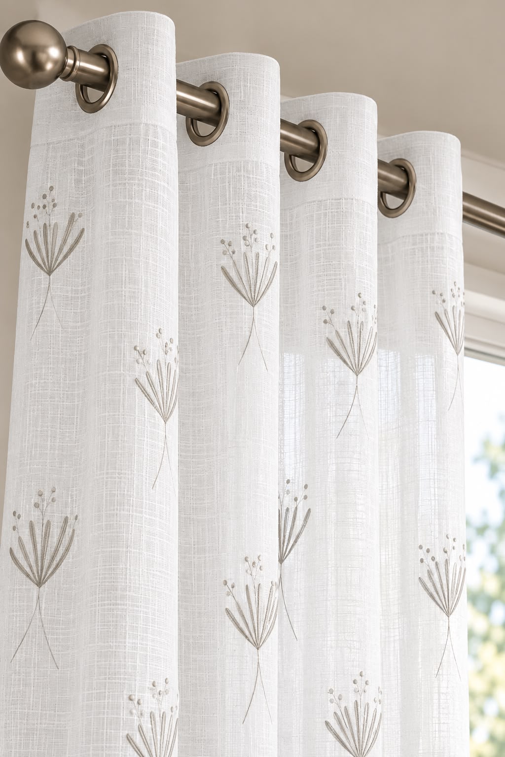 DAISY IVORY EMBROIDERY SHEER CURTAIN