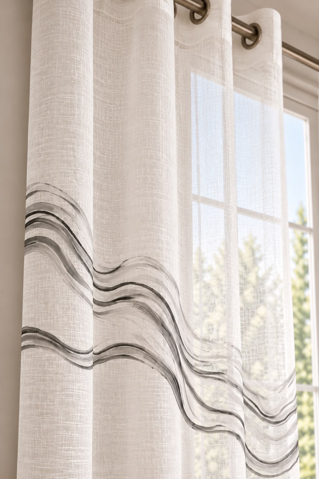 SILVER WAVES PRINTED SHEER CURTAIN