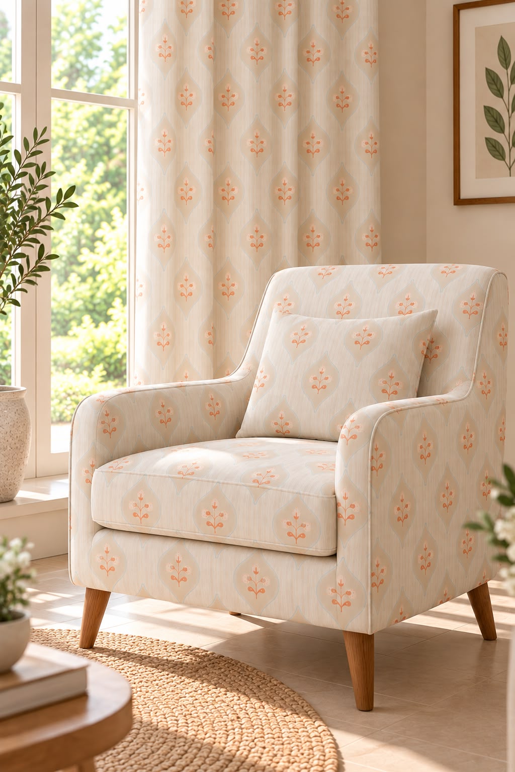 CORAL BLOOM UPHOLSTERY FABRIC