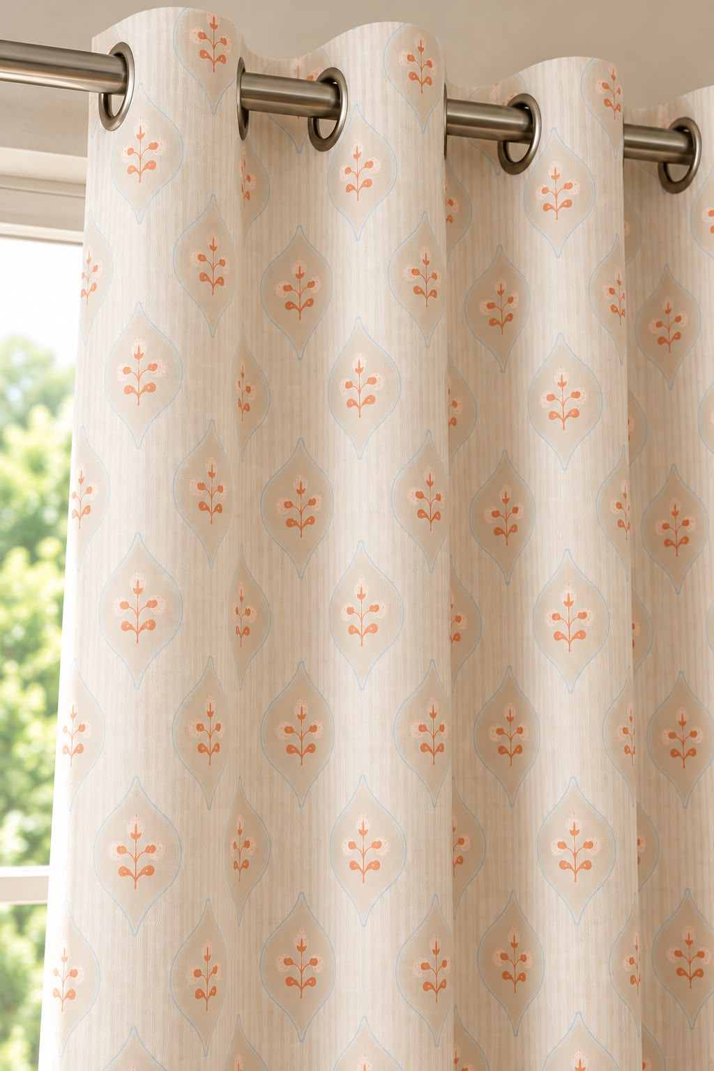 CORAL BLOOM PRINTED CURTAIN