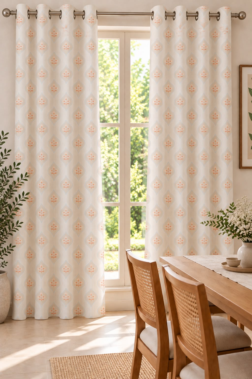 CORAL BLOOM PRINTED CURTAIN