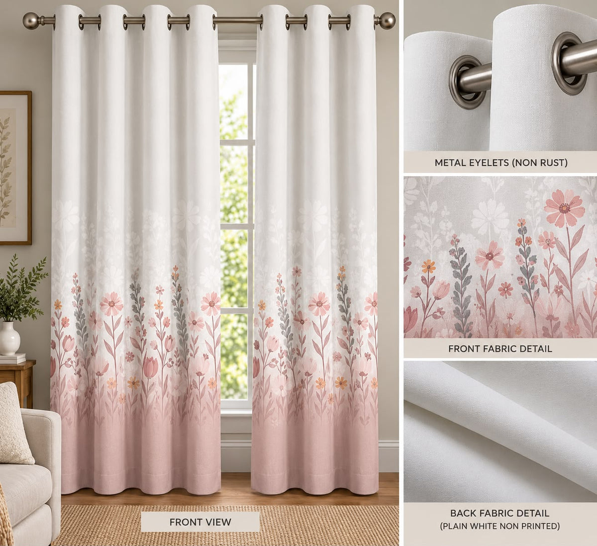 FLORA ROSE PRINTED CURTAIN