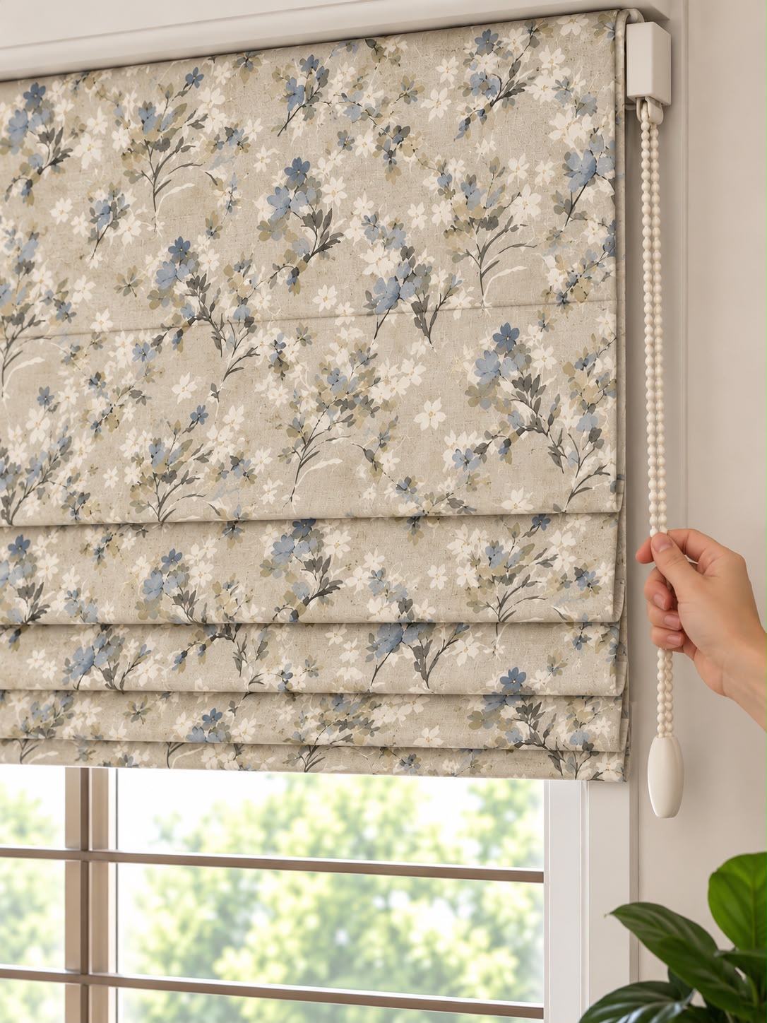 BLUE MEADOW READY MADE ROMAN BLIND