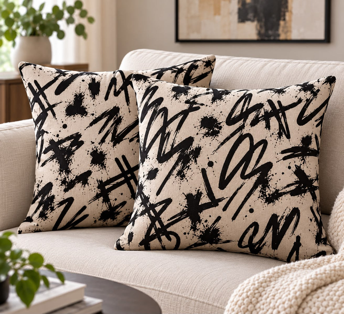 NOIR STROKE CUSHION COVER (Pack of 2)
