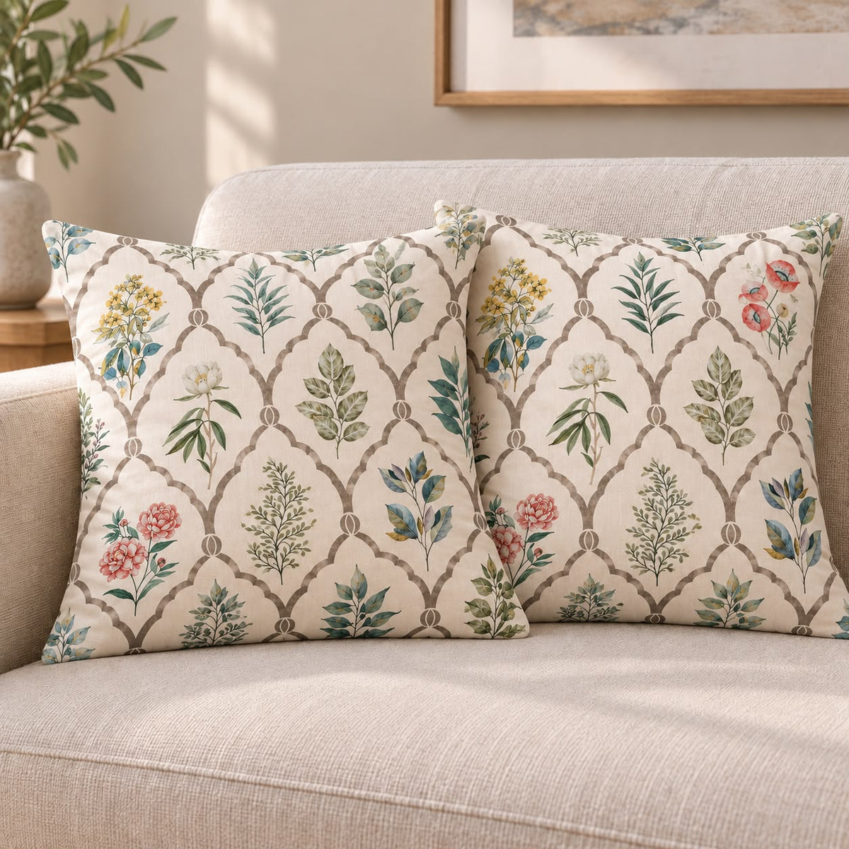 BOTANICAL TRELLIS CUSHION COVER (Pack of 2)