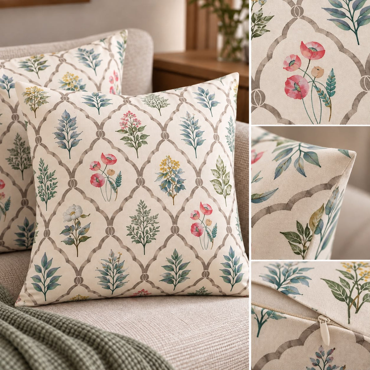 BOTANICAL TRELLIS CUSHION COVER (Pack of 2)